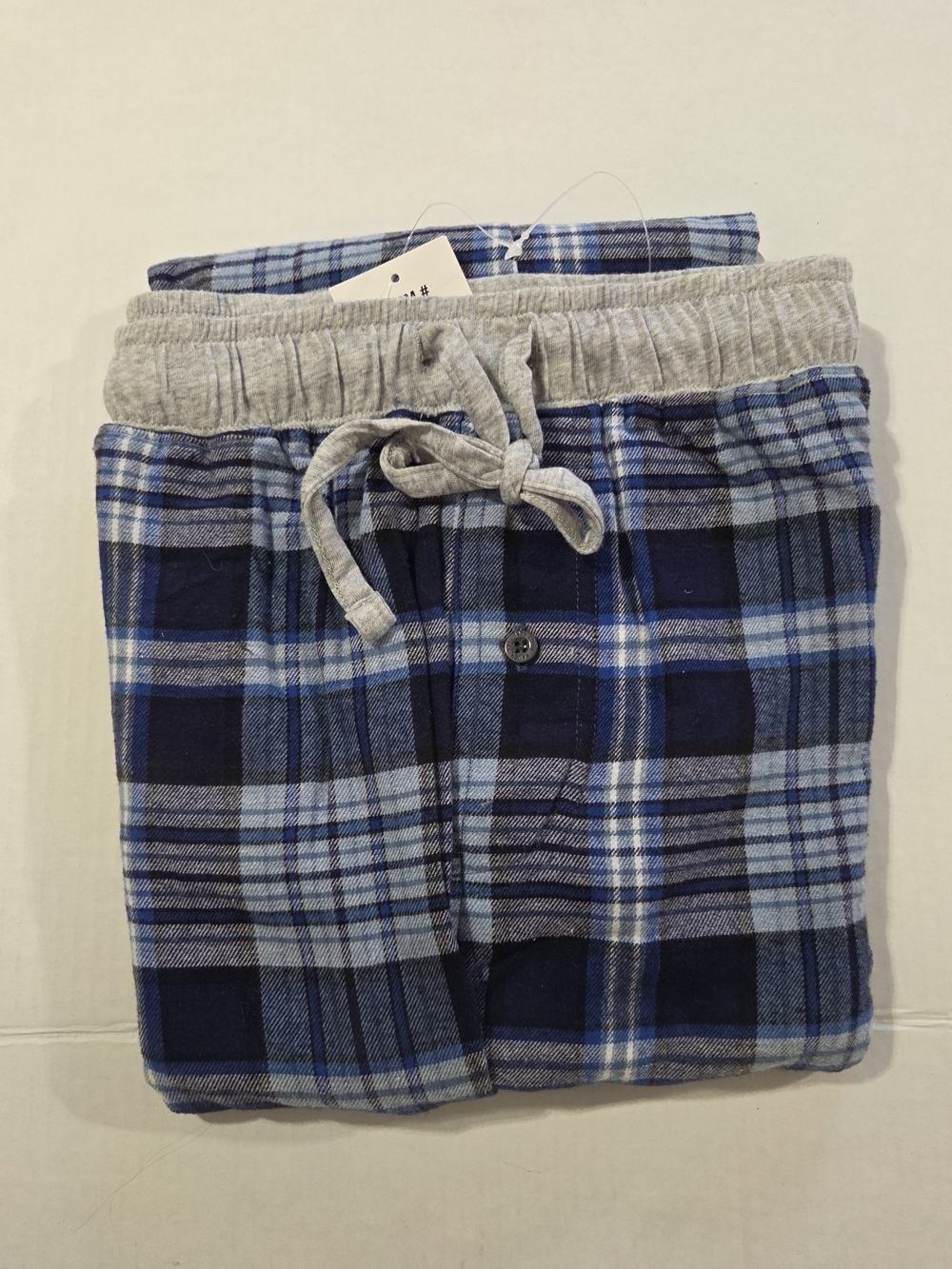 Mens Blue Plaid Drawstring Lounge Pants